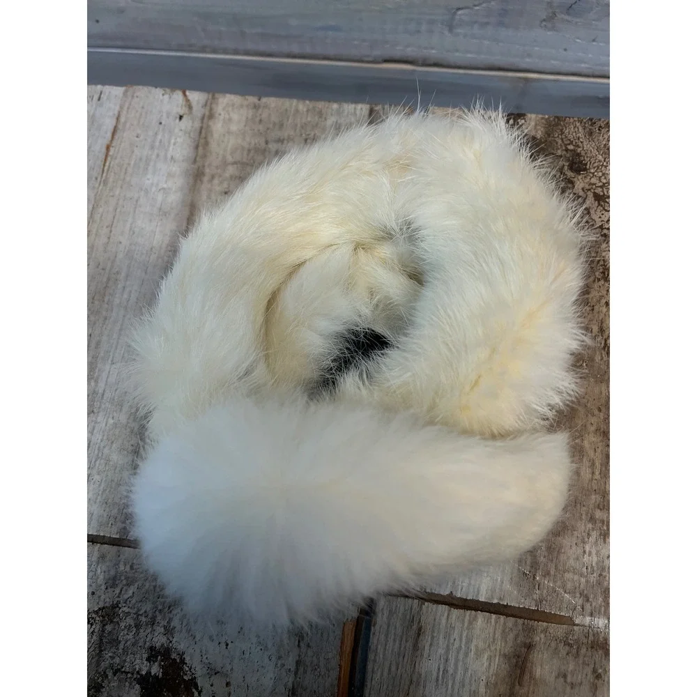 Vintage‎ White Fur Earmuffs Winter Coquette Y2K Soft Plush Ivory - Picture 8 of 8